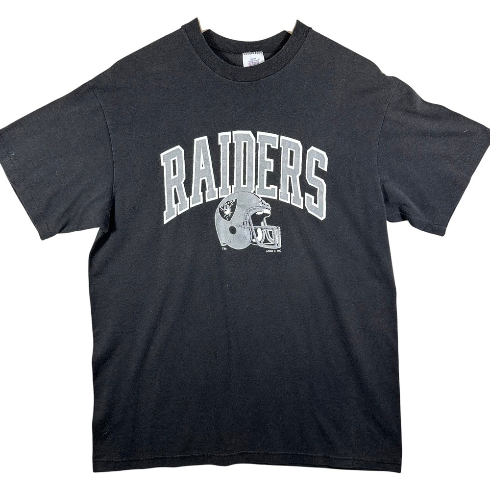 VINTAGE‎ Logo 7 LA Raiders T-Shirt Mens XL Black NFL USA Made Single Stitched